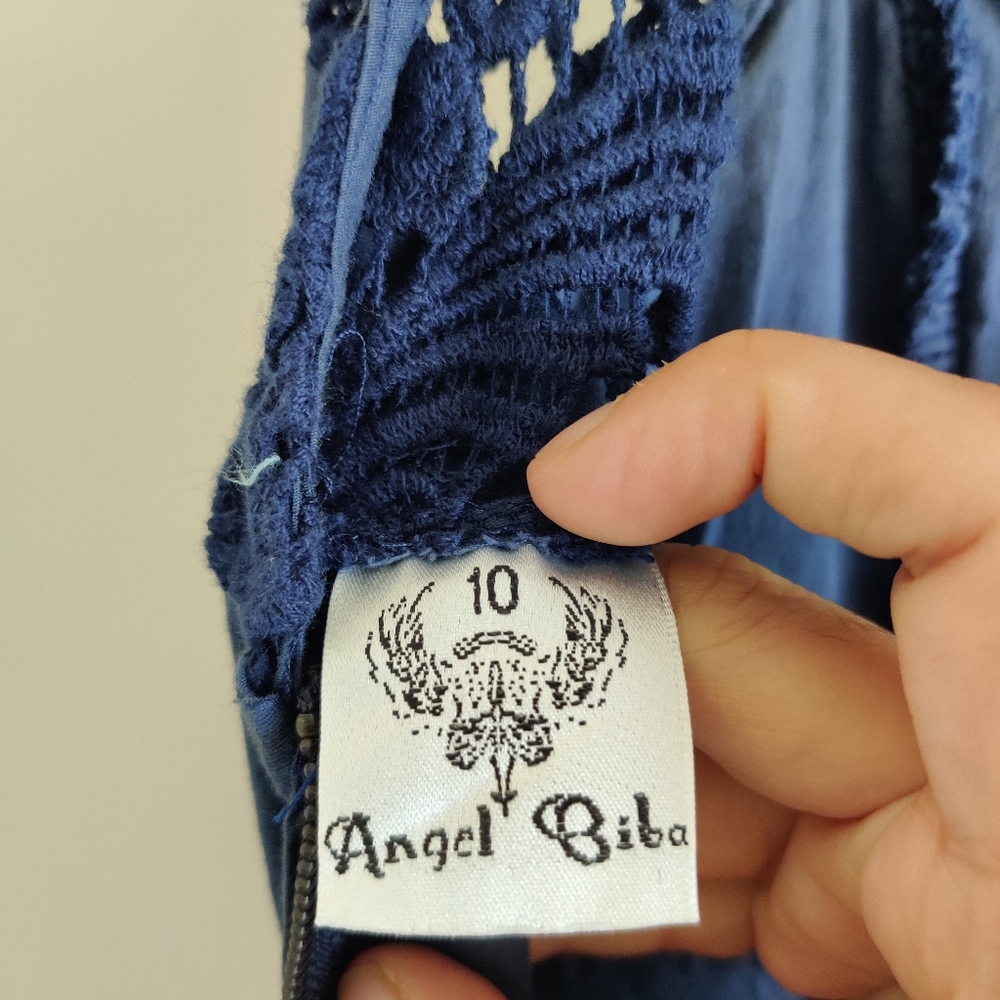 ANGEL BIBA|| CROCHET AND PAISLEY PRINT MAXI DRESS SIZE 10 - Picture 2 of 10